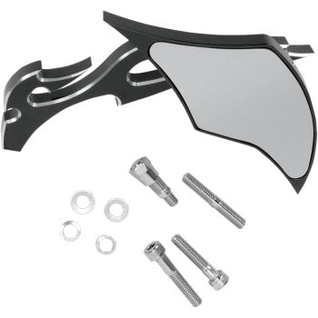 Pro-One Perf.Mfg. Billet Aluminum Mirrors with Clear Glass — Flamed